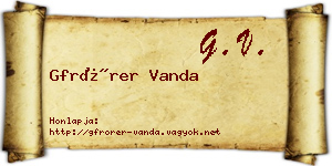 Gfrörer Vanda névjegykártya